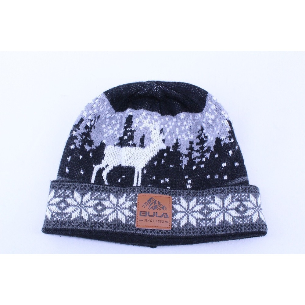 Bula Knit‎ Winter Hat Ski Snowboard Deer Scene with Snow